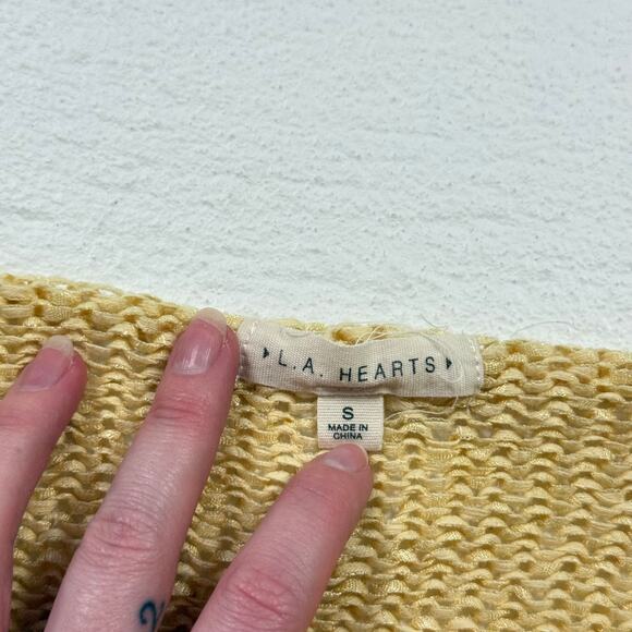 PacSun L.A. Hearts Yellow Knit Shrug Sweater Open Crochet Bolero, Size Small - Picture 4 of 5